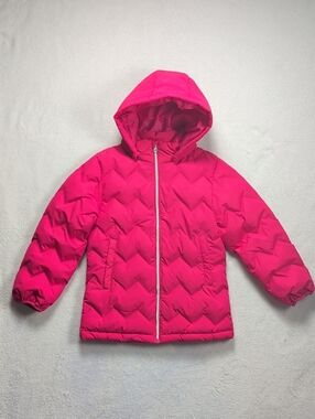 Name It Girls Pink Hooded Puffer Camp Jacket -Pink Peacock (Size 8 EU)